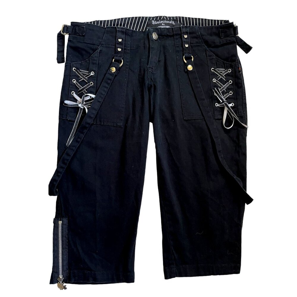 SKELANIMALS Black Jeans Pants Capris, Tripp NYC Hot Topic Mall Emo Y2K, 3